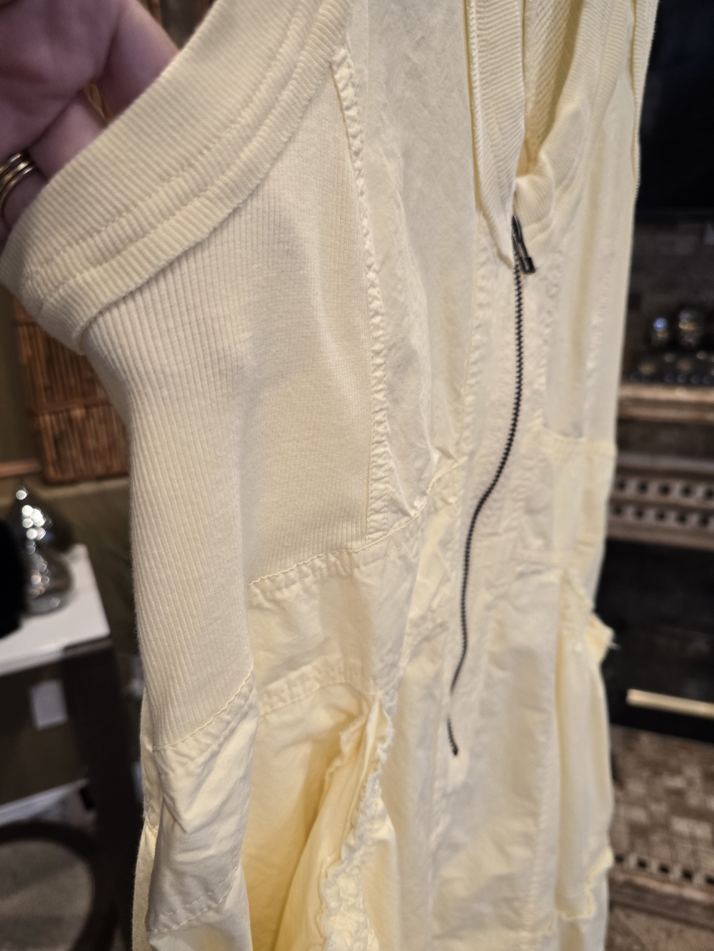Anthropologie Daily Practice Pale Yellow Sleeveless Tiered Zip-Front Mini Dress - Picture 7 of 7